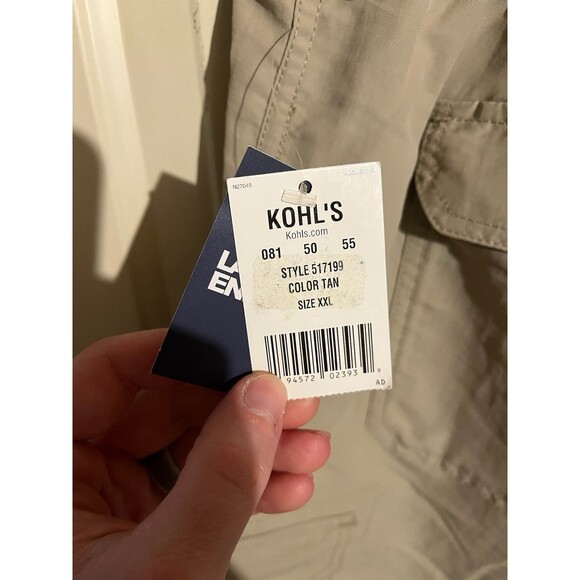 Men’s Lands End Tan Cargo Shorts 2XL XXL Meshed Pockets Belted Outdoor NWT! - Picture 3 of 4